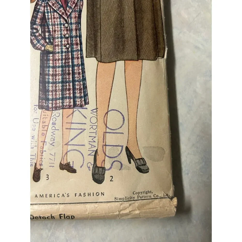 Vintage 30-s-40's Simplicity‎ Pattern #4439 Women's Coat Size 42 HTF RARE